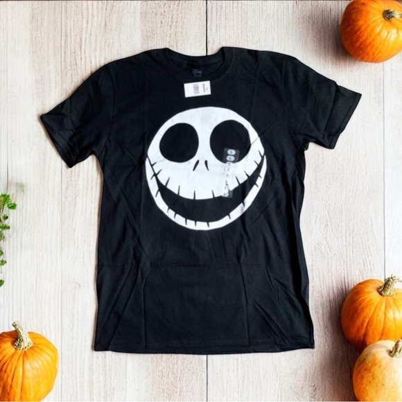 NWT Jack Skellington Nightmare Before Christmas Black Tee Shirt Men’s L - Picture 1 of 6